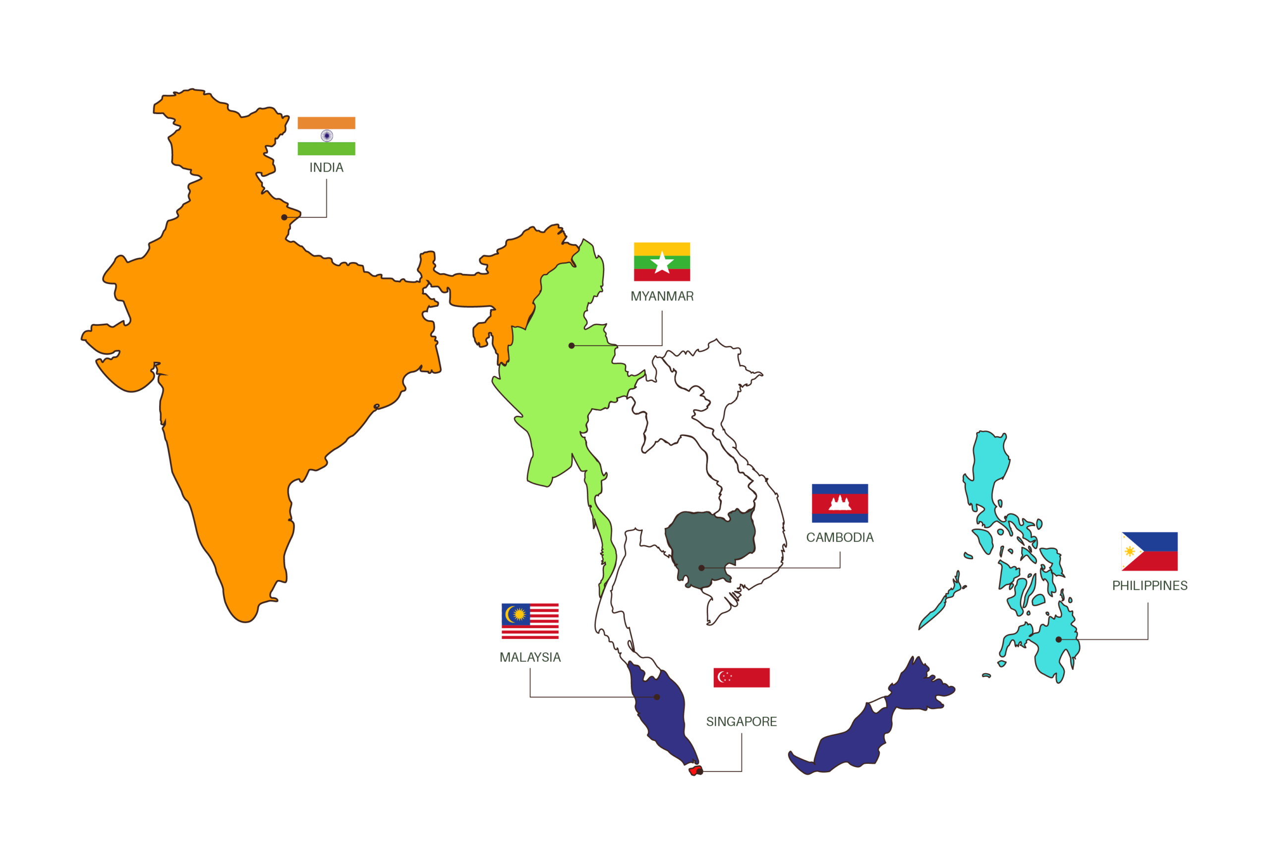 Uniq365 Asia Regional Presence Map